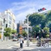 Triangle Park in Amerikamura, a gathering spot for young people
